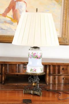 French 1820s Porcelain Oil Lamp Transformed into a Table Lamp Wired for the US - 3485441
