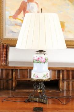French 1820s Porcelain Oil Lamp Transformed into a Table Lamp Wired for the US - 3485449