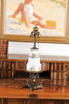 French 1820s Porcelain Oil Lamp Transformed into a Table Lamp Wired for the US - 3485454
