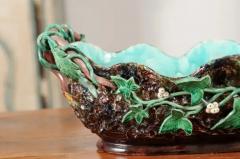 French 1850s Barbotine Majolica Jardini re by Thomas Sargent with Floral D cor - 3420349