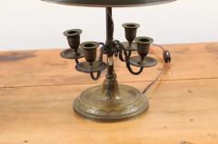 French 1850s Napol on III Green Painted T le Table Lamp with Garland Motifs - 3472521