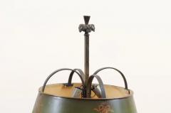 French 1850s Napol on III Green Painted T le Table Lamp with Garland Motifs - 3472522