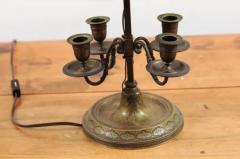 French 1850s Napol on III Green Painted T le Table Lamp with Garland Motifs - 3472653