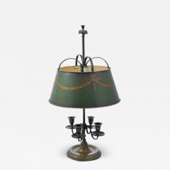 French 1850s Napol on III Green Painted T le Table Lamp with Garland Motifs - 3479184