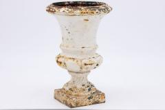 French 1860 Pair of White Painted Cast Iron Urns - 2536590