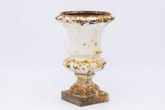 French 1860 Pair of White Painted Cast Iron Urns - 2536591