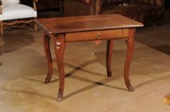 French 1860s Louis XV Style Walnut Side Table with Hoofed Feet and Single Drawer - 3417098