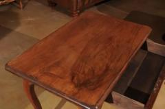 French 1860s Louis XV Style Walnut Side Table with Hoofed Feet and Single Drawer - 3417240