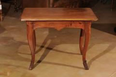 French 1860s Louis XV Style Walnut Side Table with Hoofed Feet and Single Drawer - 3417254