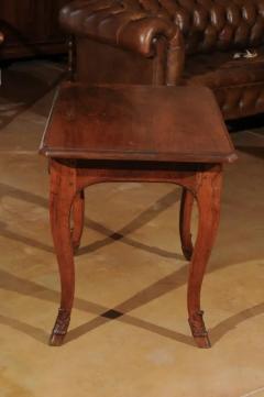 French 1860s Louis XV Style Walnut Side Table with Hoofed Feet and Single Drawer - 3417261