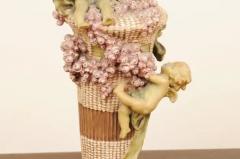 French 1860s Napol on III Painted Terracotta Vase with Playful Cherubs and Roses - 3461458