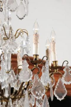 French 1860s Napoleon III Eight Light Crystal Chandelier with Brass Accents - 3424158