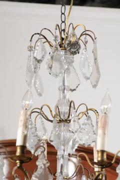 French 1860s Napoleon III Eight Light Crystal Chandelier with Brass Accents - 3424261