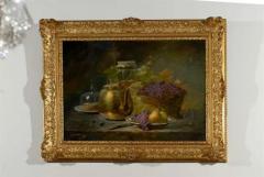 French 1860s Still Life Painting by Ag norie Monique Laurenceau in Gilt Frame - 3415321