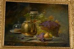 French 1860s Still Life Painting by Ag norie Monique Laurenceau in Gilt Frame - 3415332