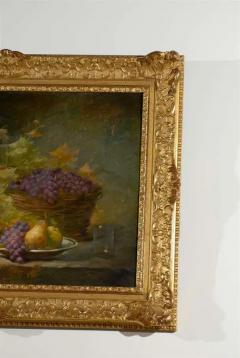 French 1860s Still Life Painting by Ag norie Monique Laurenceau in Gilt Frame - 3415340