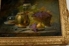 French 1860s Still Life Painting by Ag norie Monique Laurenceau in Gilt Frame - 3415454