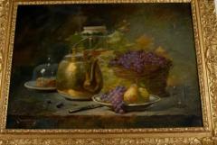 French 1860s Still Life Painting by Ag norie Monique Laurenceau in Gilt Frame - 3415455