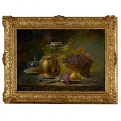 French 1860s Still Life Painting by Ag norie Monique Laurenceau in Gilt Frame - 3415457