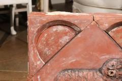 French 1880s Red Terracotta Panel Depicting a Ram on a Quadrilobe - 3491392