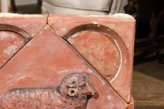French 1880s Red Terracotta Panel Depicting a Ram on a Quadrilobe - 3491401