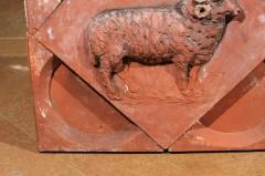 French 1880s Red Terracotta Panel Depicting a Ram on a Quadrilobe - 3491512