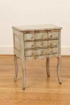 French 1880s Rococo Style Three Drawer Bedside Chest with Serpentine Front - 3461493