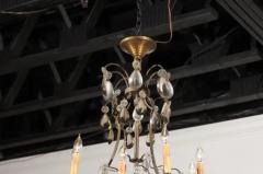 French 1890s Eight Light Steel Chandelier with Clear and Smoky Crystals - 3424123
