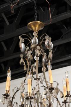 French 1890s Eight Light Steel Chandelier with Clear and Smoky Crystals - 3424195