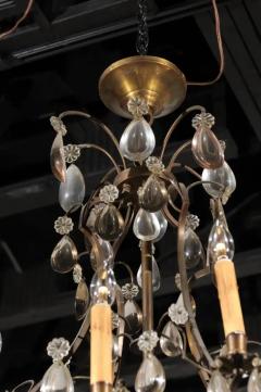 French 1890s Eight Light Steel Chandelier with Clear and Smoky Crystals - 3424226