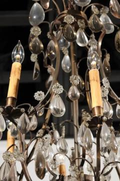French 1890s Eight Light Steel Chandelier with Clear and Smoky Crystals - 3424312