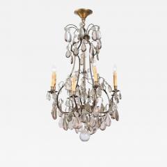 French 1890s Eight Light Steel Chandelier with Clear and Smoky Crystals - 3435397