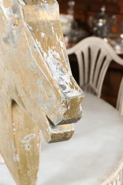 French 1890s Gilded Zinc Horse Head Sculpture with Angular Traits and Patina - 3491284