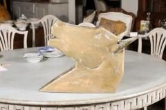 French 1890s Gilded Zinc Horse Head Sculpture with Angular Traits and Patina - 3491369