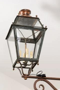 French 1890s Iron and Copper Wall Lantern with Four Lights and Scrolling Bracket - 3538580