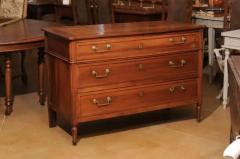 French 1890s Louis XVI Style Three Drawer Commode with Rounded Fluted Side Posts - 3491418