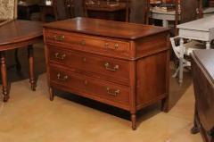 French 1890s Louis XVI Style Three Drawer Commode with Rounded Fluted Side Posts - 3491545
