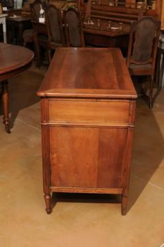 French 1890s Louis XVI Style Three Drawer Commode with Rounded Fluted Side Posts - 3491551