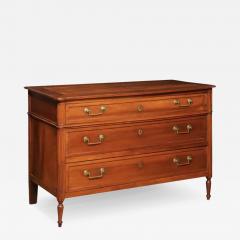 French 1890s Louis XVI Style Three Drawer Commode with Rounded Fluted Side Posts - 3493339