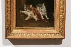 French 1890s Oil on Canvas Painting Featuring Playing Kittens in Giltwood Frame - 3416948
