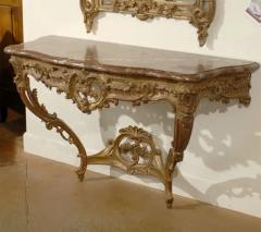 French 1890s Rococo Style Carved Giltwood Console Table with Floral D cor - 3414937