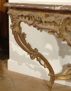 French 1890s Rococo Style Carved Giltwood Console Table with Floral D cor - 3414938