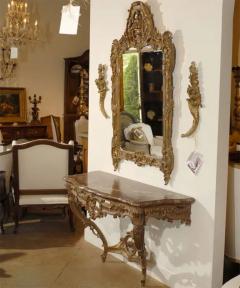 French 1890s Rococo Style Carved Giltwood Console Table with Floral D cor - 3414939