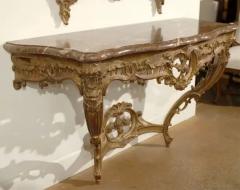 French 1890s Rococo Style Carved Giltwood Console Table with Floral D cor - 3414941