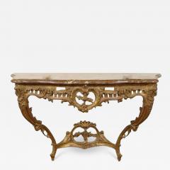 French 1890s Rococo Style Carved Giltwood Console Table with Floral D cor - 3423628