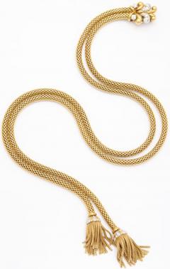 French 18K Gold Rope Necklace c 1940s - 175403