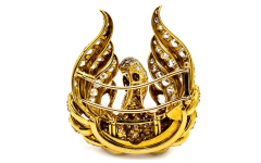 French 18K Yellow Gold Swan Diamond 16 00cttw Brooch - 3947061