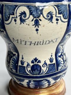 French 18th Century Faience Blue White Apothecary Jar Now Mounted as a Lamp - 4555950