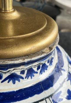 French 18th Century Faience Blue White Apothecary Jar Now Mounted as a Lamp - 4555954