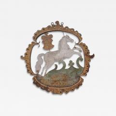 French 18th Century Forged Iron Folk Art Baroque Tavern Sign - 4327905